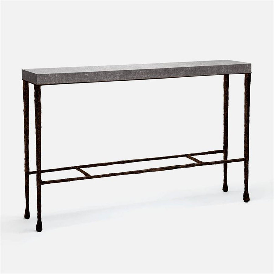 Made Goods Jovan Console Table in Charcoal Faux Linen