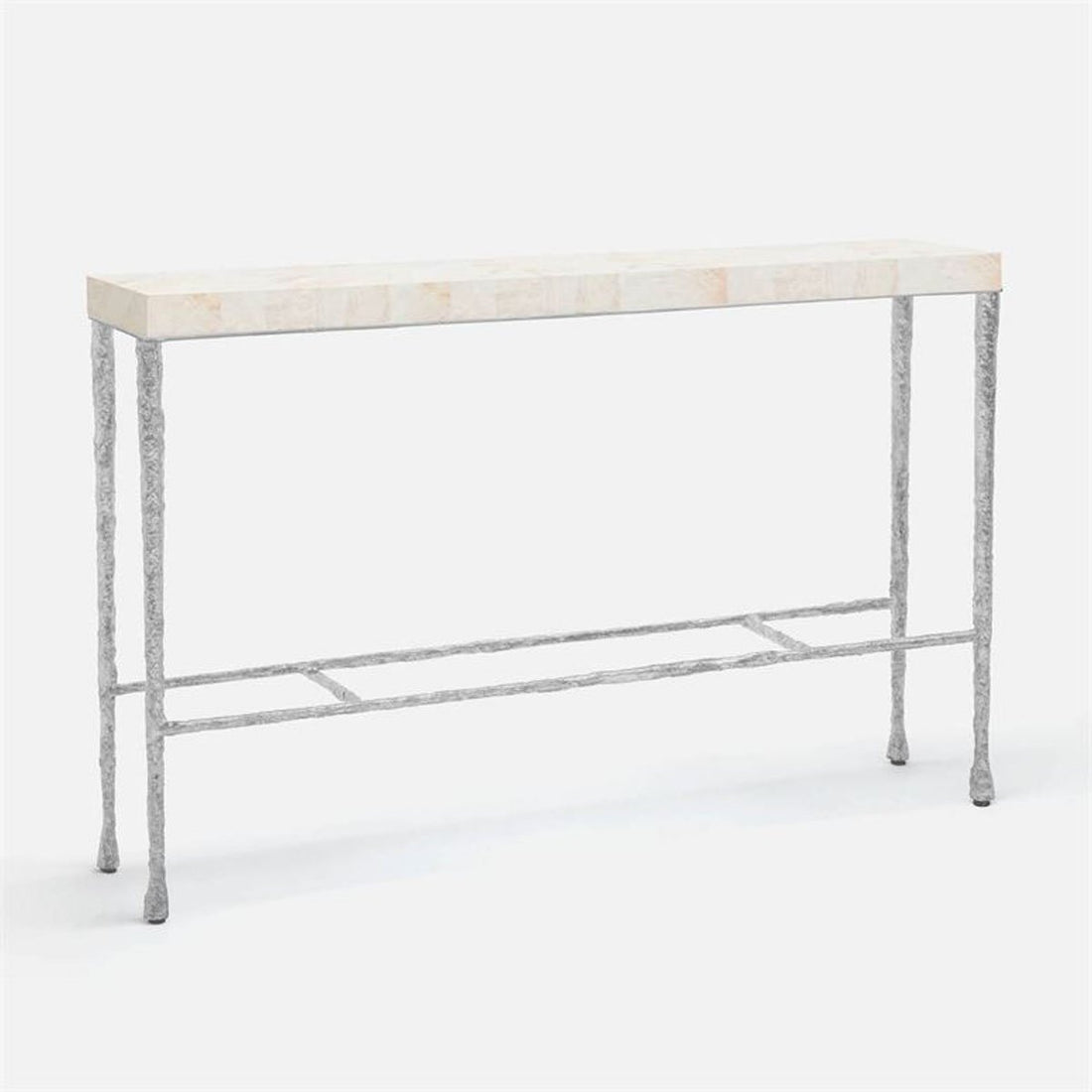 Made Goods Jovan Narrow Console Table in Silver Mop Shell