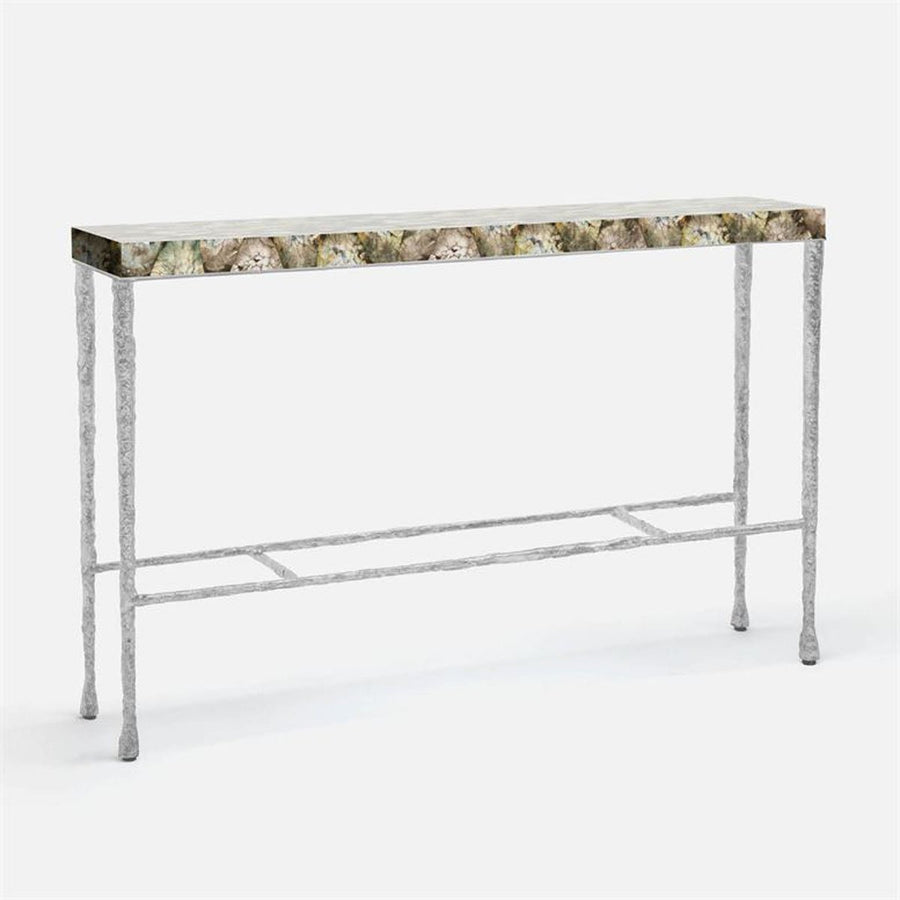 Made Goods Jovan Narrow Console Table in Silver Mop Shell