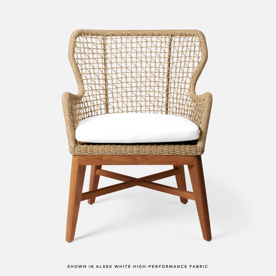 Made Goods Kalidas Wingback Outdoor Dining Chair in Alsek Fabric