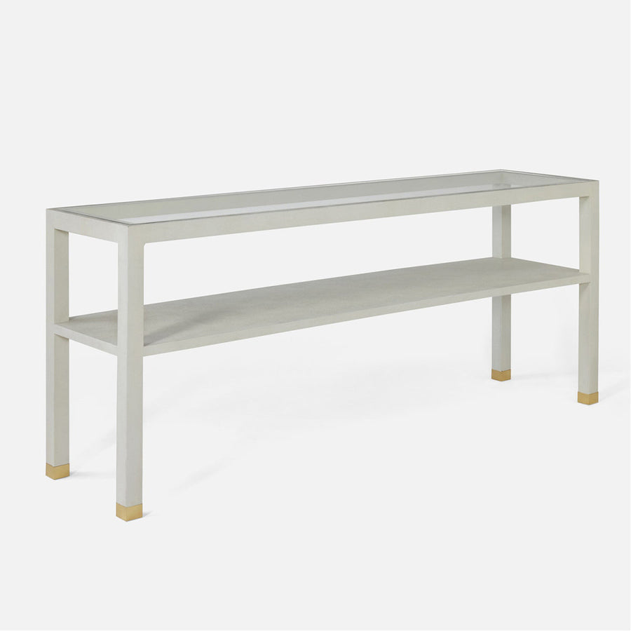 Made Goods Lafeu Console Table in Blanc Realistic Faux Shagreen