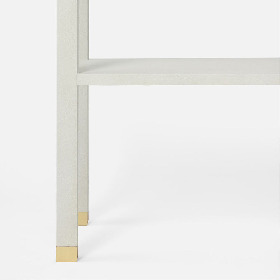 Made Goods Lafeu Console Table in Blanc Realistic Faux Shagreen