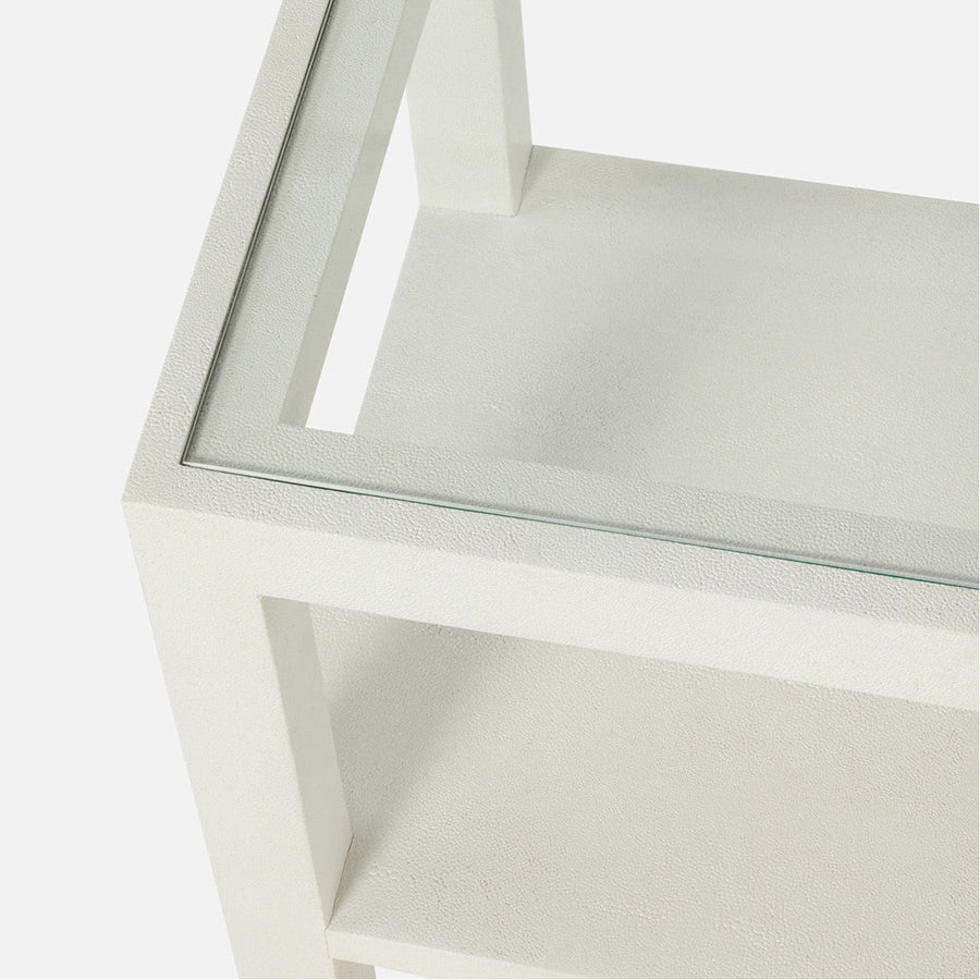 Made Goods Lafeu Console Table in Blanc Realistic Faux Shagreen