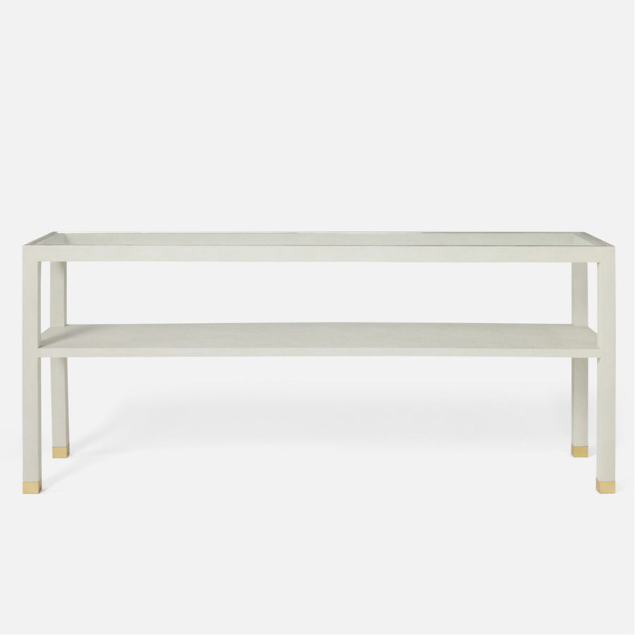 Made Goods Lafeu Console Table in Blanc Realistic Faux Shagreen