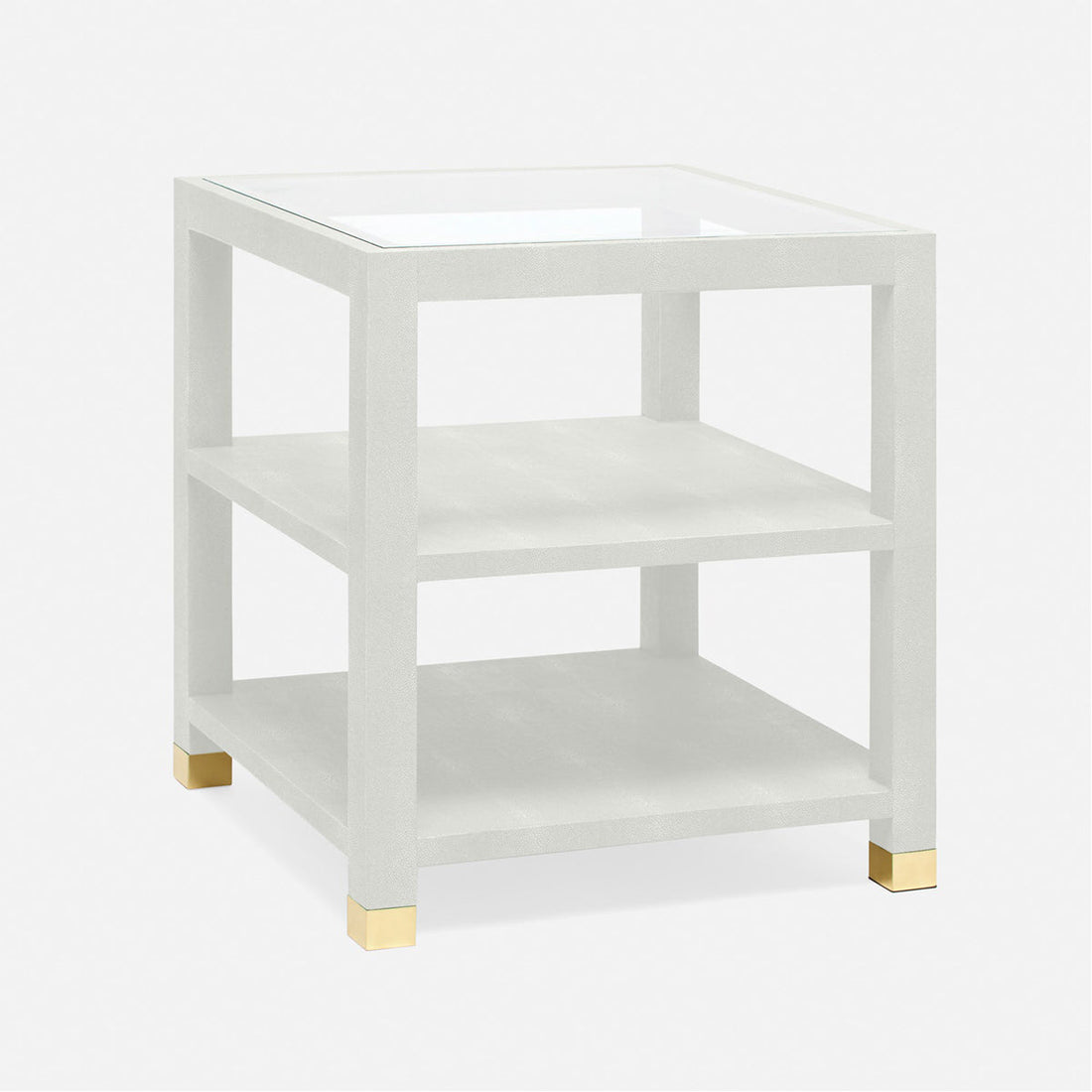 Made Goods Lafeu Side Table in Blanc Realistic Faux Shagreen