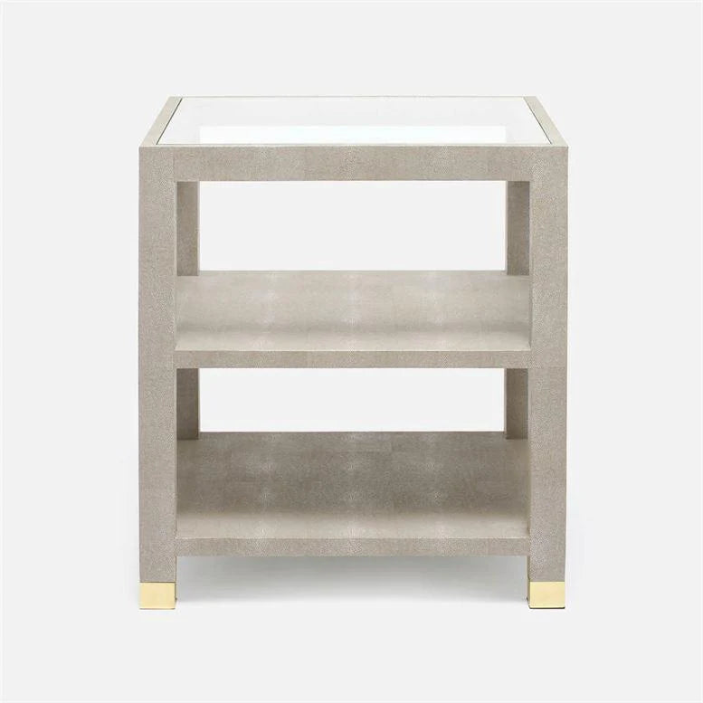 Made Goods Lafeu 24-Inch Glass Top Realistic Faux Shagreen Side Table