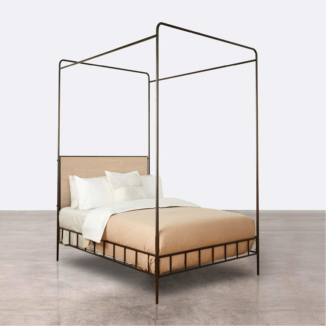 Made Goods Laken Iron Canopy Bed in Clyde Fabric