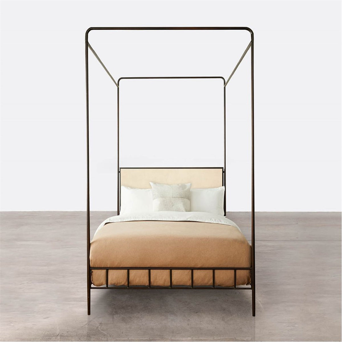 Made Goods Laken Iron Canopy Bed in Faux Shagreen