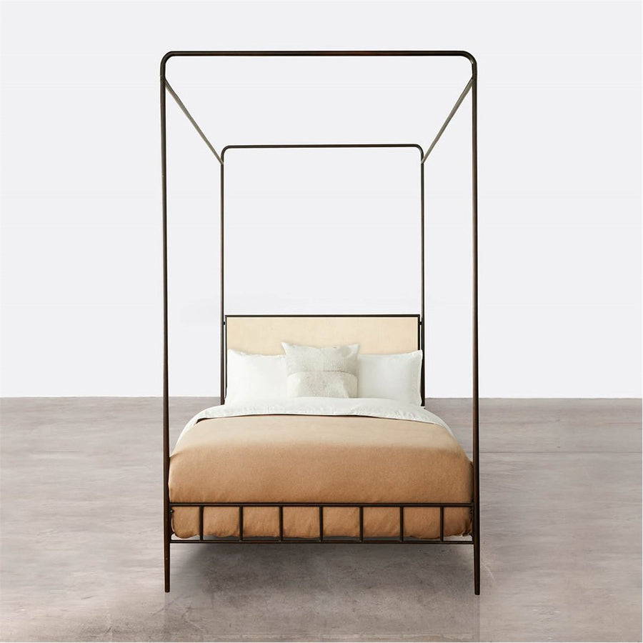 Made Goods Laken Iron Canopy Bed in Garonne Leather