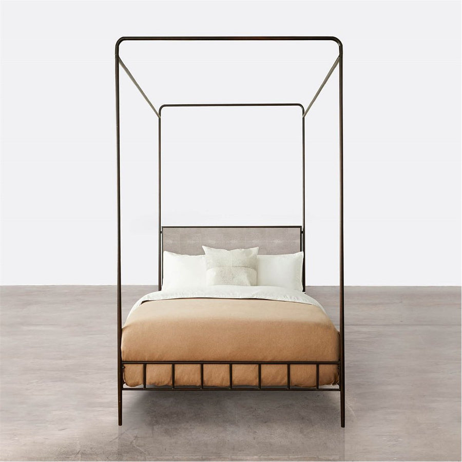 Made Goods Laken Iron Canopy Bed in Faux Shagreen