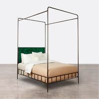 Made Goods Laken Iron Canopy Bed in Emerald Shell