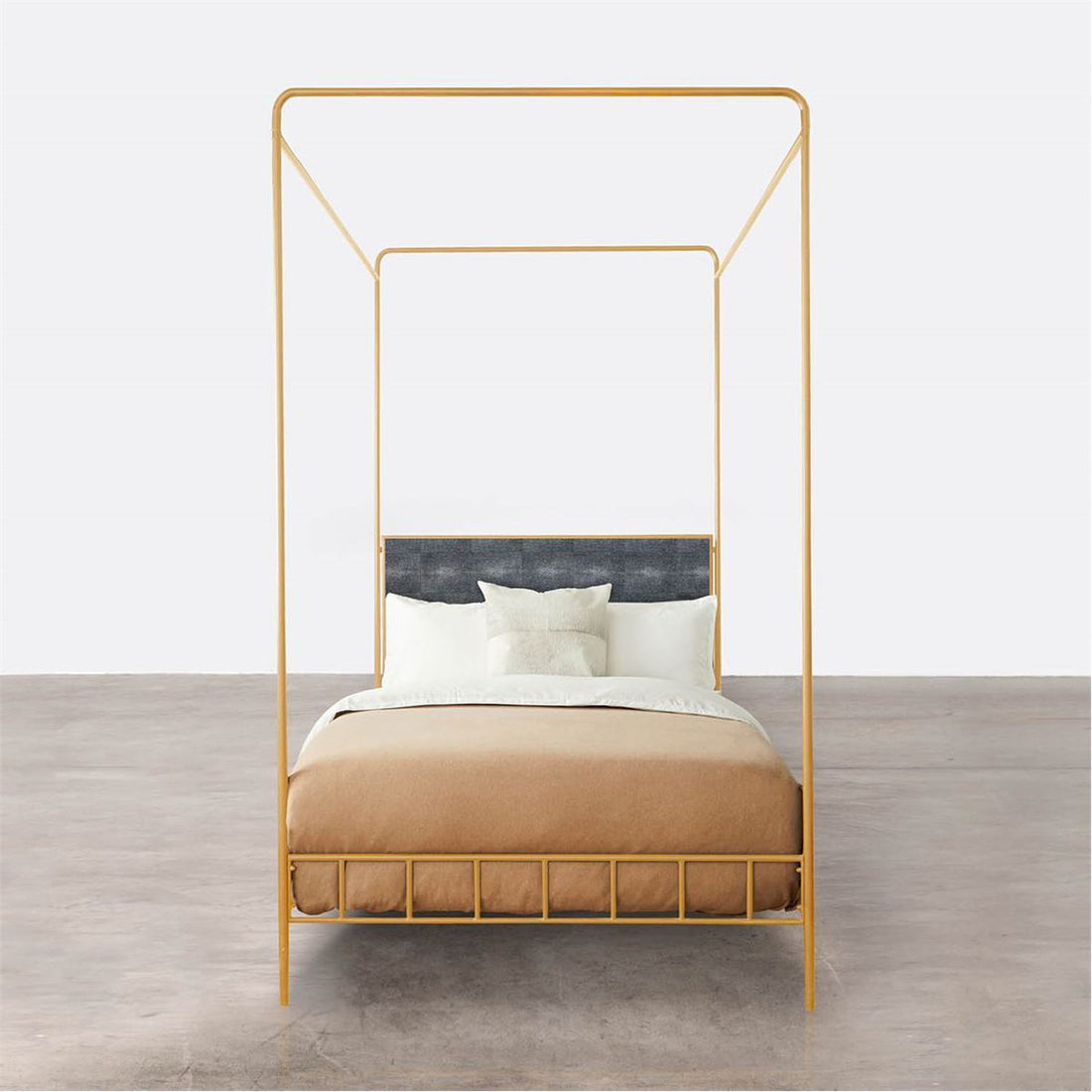 Made Goods Laken Iron Canopy Bed in Faux Shagreen