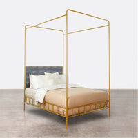 Made Goods Laken Iron Canopy Bed in Faux Shagreen