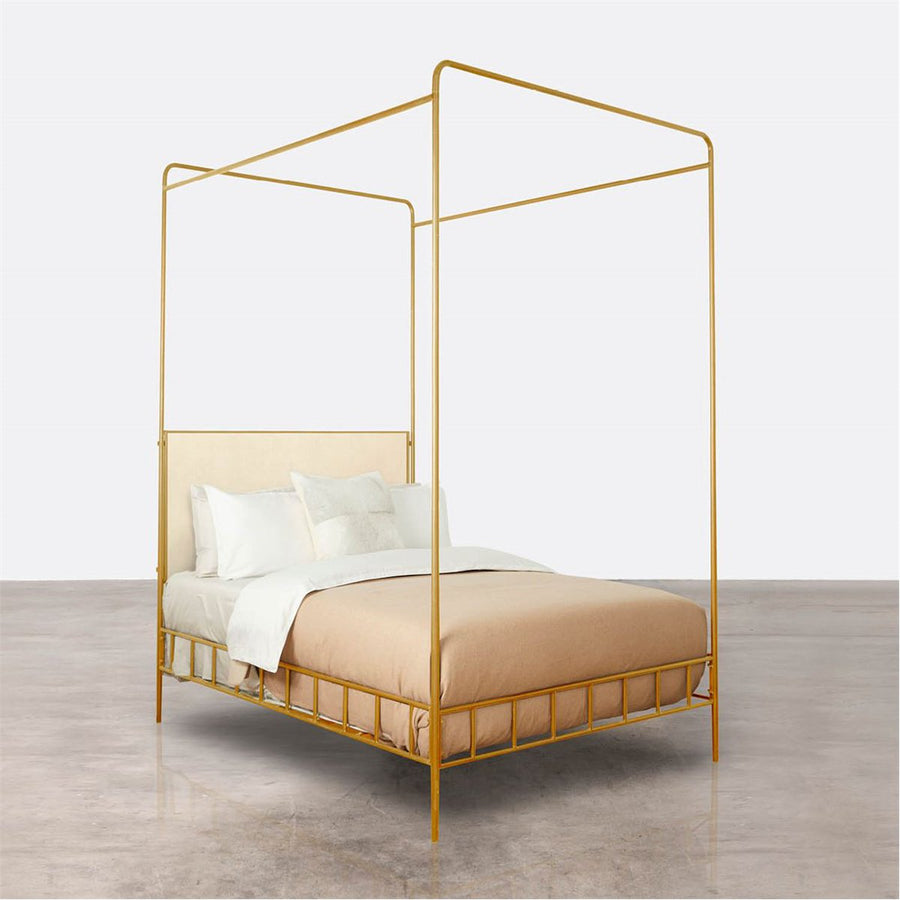 Made Goods Laken Iron Canopy Bed in Garonne Leather