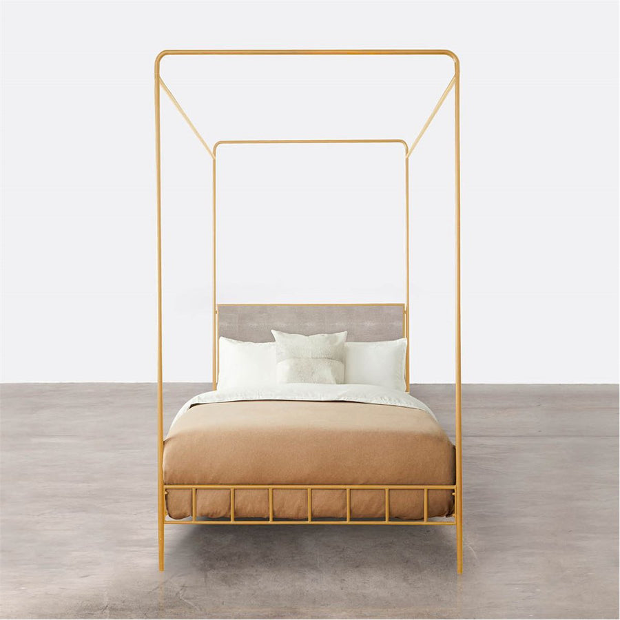 Made Goods Laken Iron Canopy Bed in Faux Shagreen