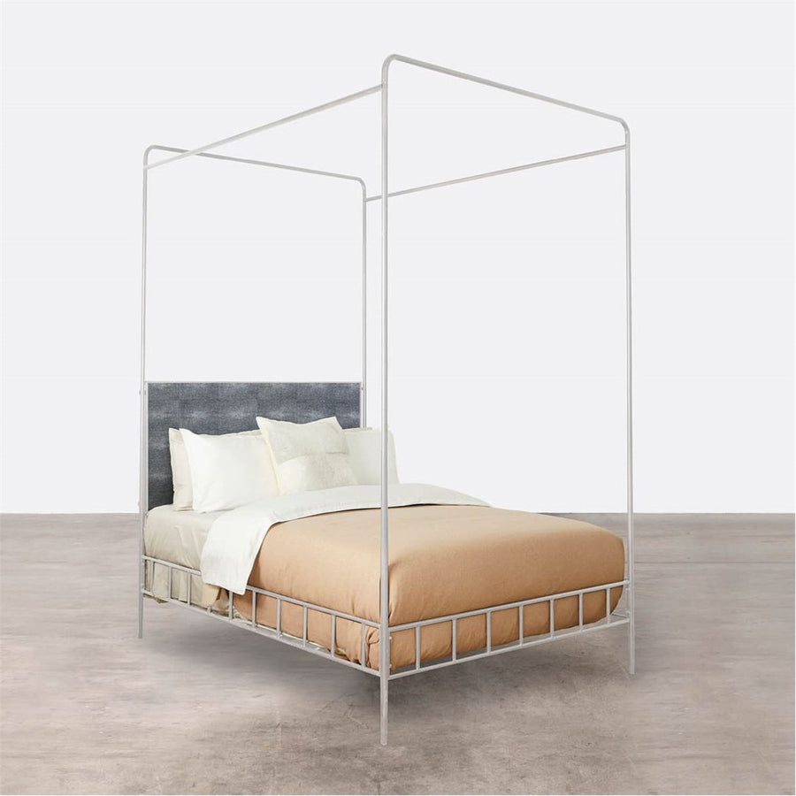 Made Goods Laken Iron Canopy Bed in Faux Shagreen