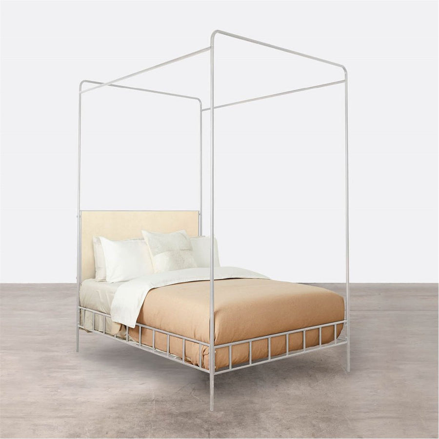 Made Goods Laken Iron Canopy Bed in Faux Shagreen