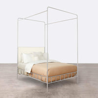 Made Goods Laken Iron Canopy Bed in Faux Shagreen