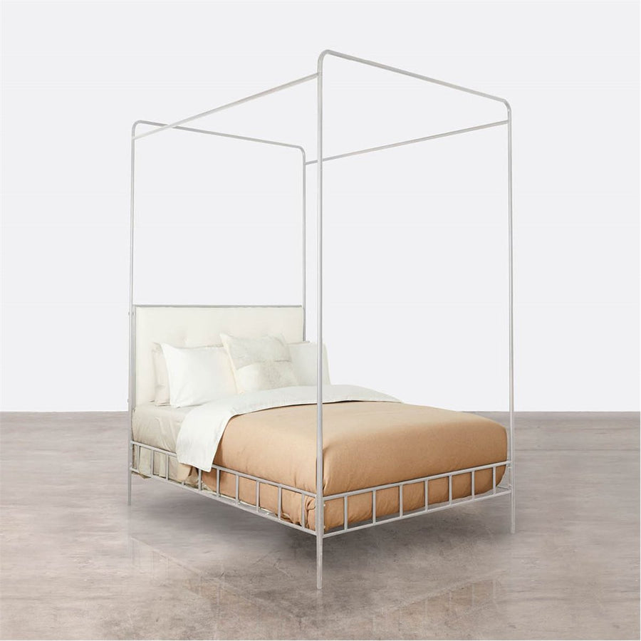 Made Goods Laken Iron Canopy Bed in Kern Fabric