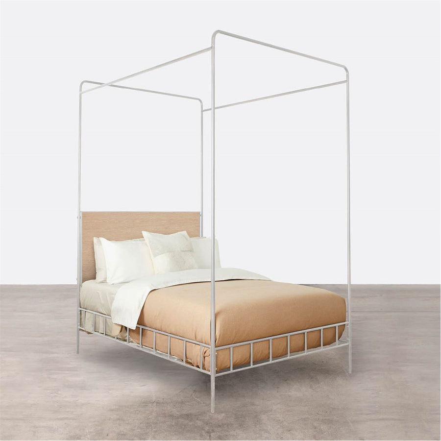 Made Goods Laken Iron Canopy Bed in Alsek Fabric