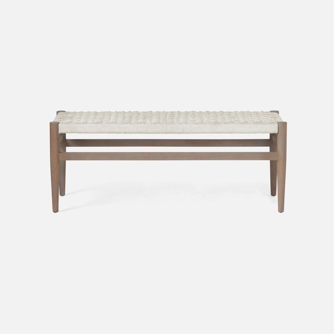 Made Goods Larsson Woven Rope Outdoor Bench with Teak Legs