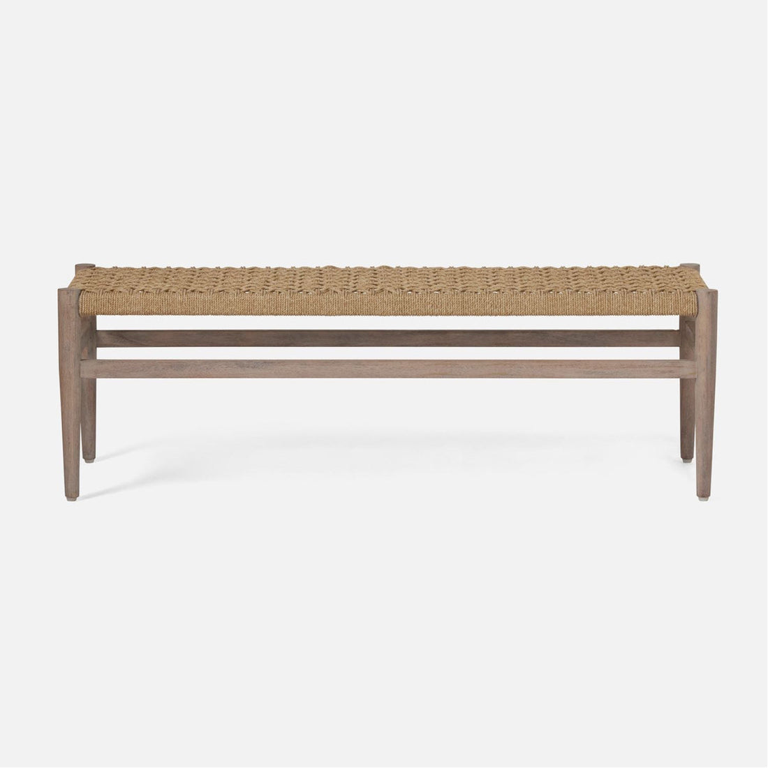 Made Goods Larsson Woven Rope Outdoor Bench with Teak Legs