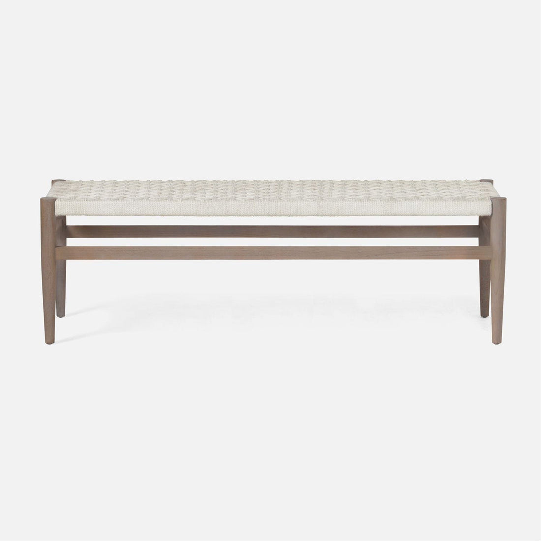 Made Goods Larsson Woven Rope Outdoor Bench with Teak Legs