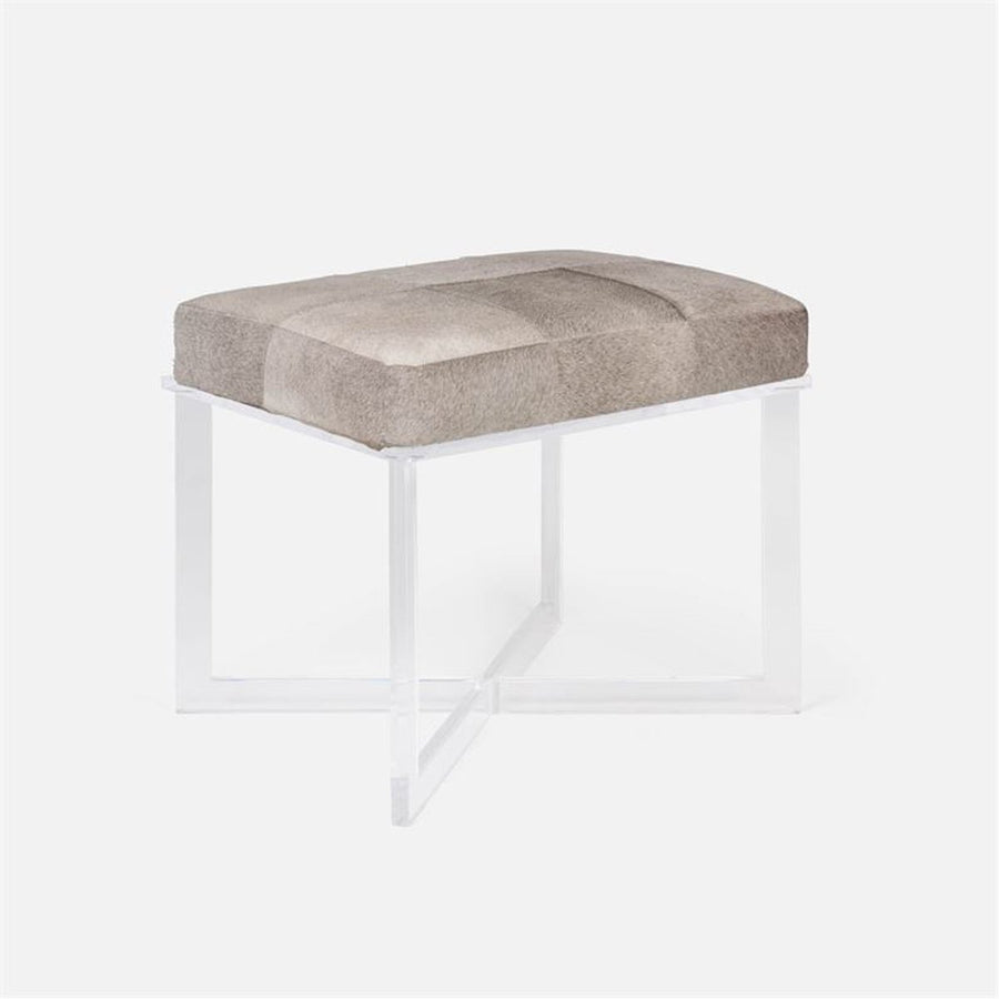 Made Goods Lex Clear Acrylic Single Bench in Rhone Forest Full-Grain Leather