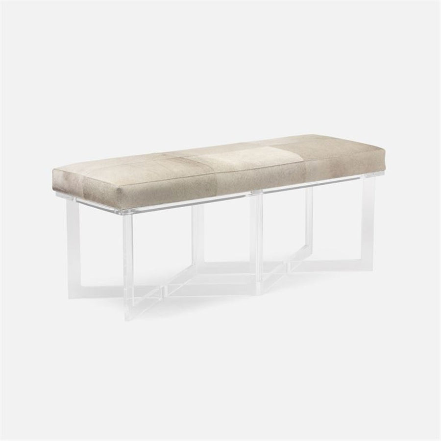 Made Goods Lex Clear Acrylic Double Bench in Garonne Marine Leather