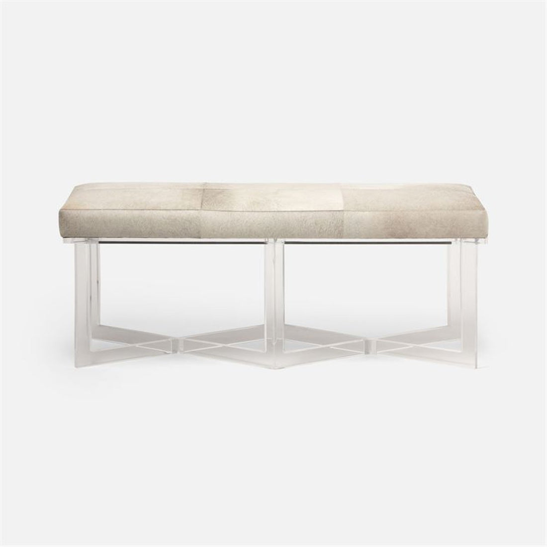 Made Goods Lex Clear Acrylic Double Bench in Liard Cotton Velvet