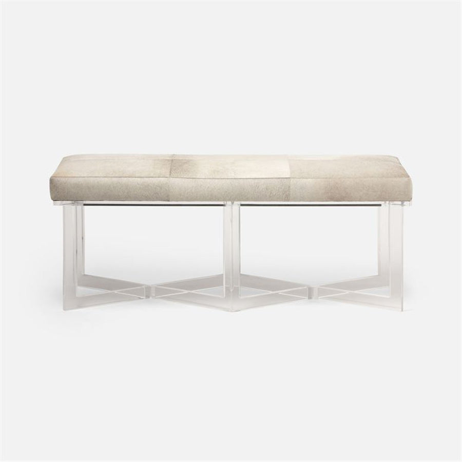 Made Goods Lex Clear Acrylic Double Bench in Marano Wool-On Lambskin