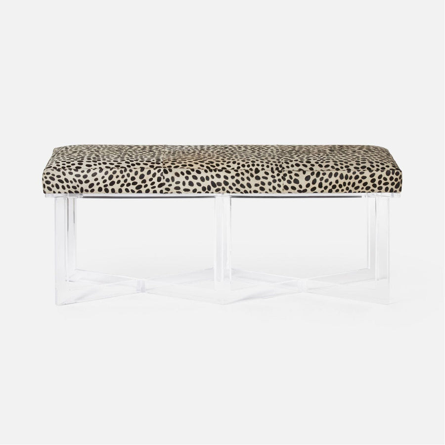 Made Goods Lex Clear Acrylic Double Bench, Danube Fabric