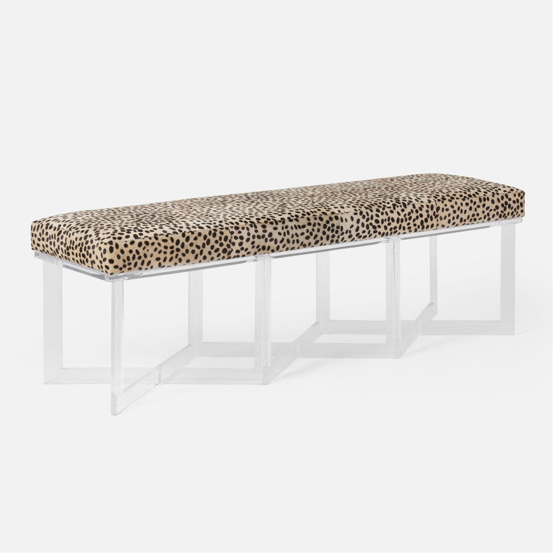 Made Goods Lex Clear Acrylic Triple Bench, Alsek Fabric