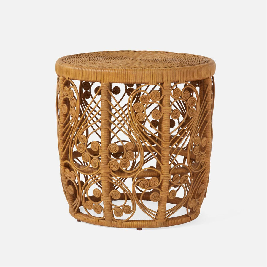 Made Goods Maybelle Barrel-Style Side Table in Curlicue Wicker