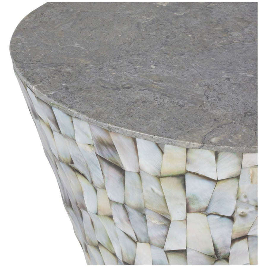 Made Goods Melanie Mop Shell Side Table with Gray Stone Top