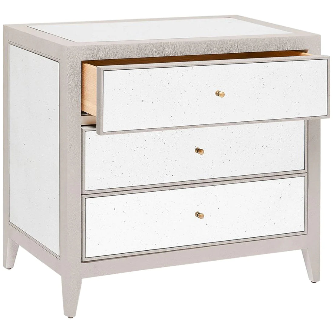 Made Goods Mia Mirrored Double Nightstand in Faux Shagreen