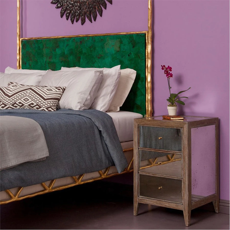 Made Goods Mia Mirrored Single Nightstand in Oak