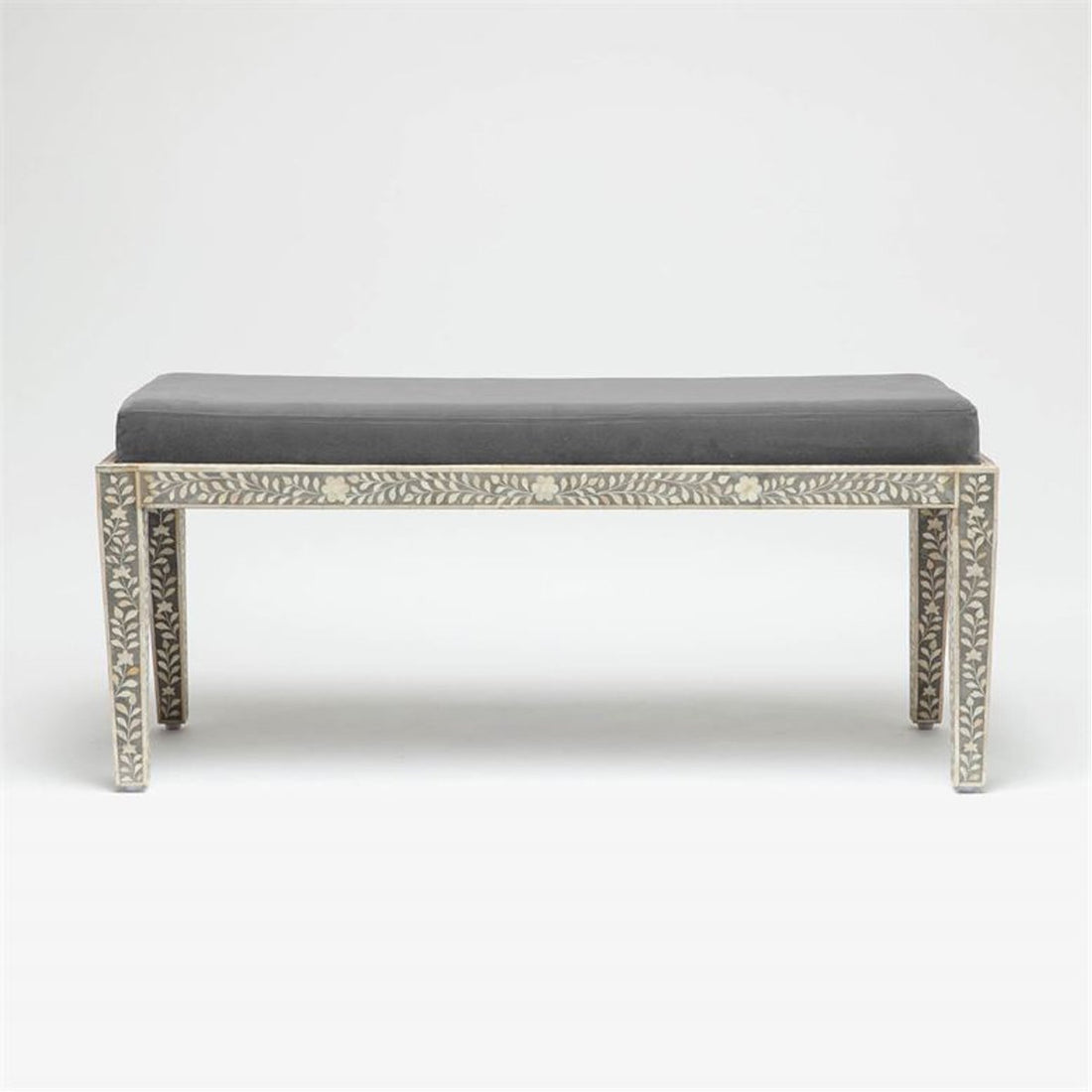 Made Goods Miranda Inlaid Bone Double Bench in Kern Mix Fabric