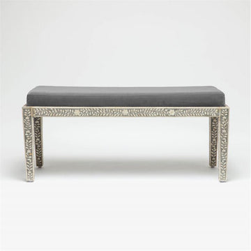 Made Goods Miranda Inlaid Bone Double Bench in Nile Fabric