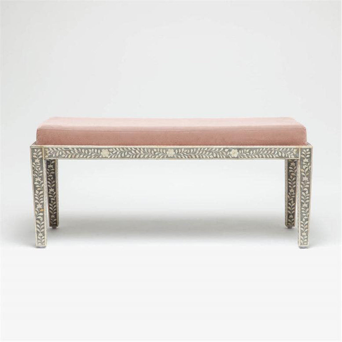 Made Goods Miranda Inlaid Bone Double Bench in Pagua Fabric