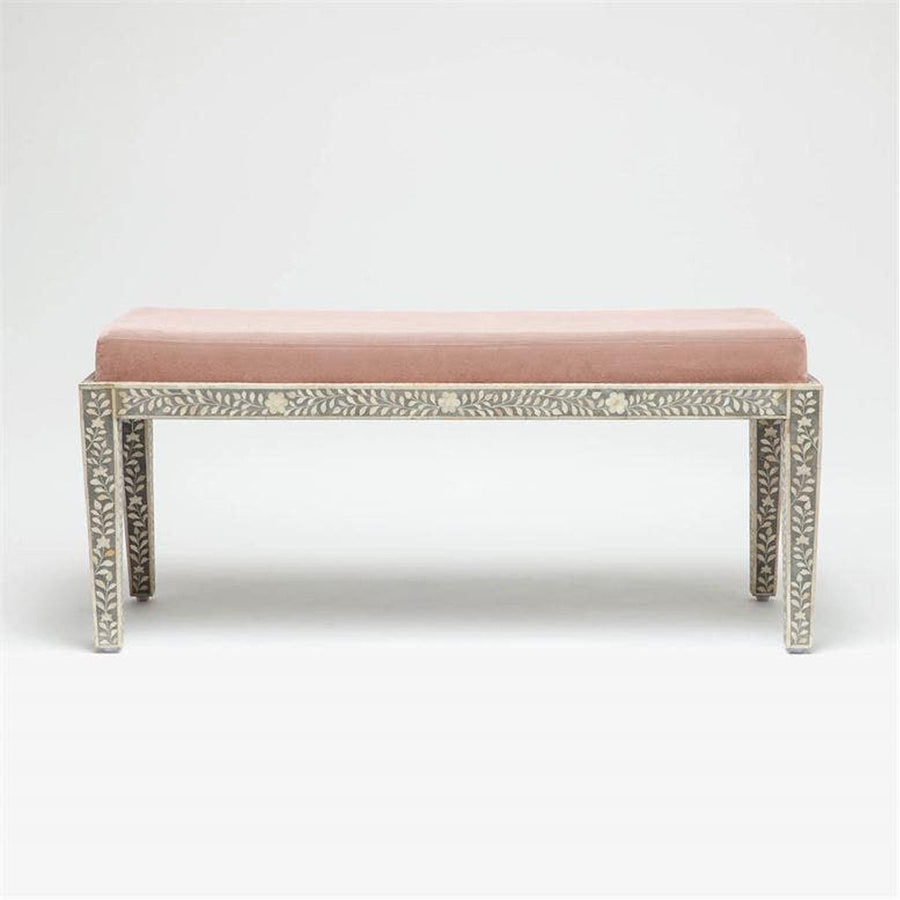 Made Goods Miranda Inlaid Bone Double Bench in Weser Fabric