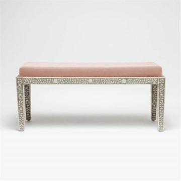 Made Goods Miranda Inlaid Bone Double Bench in Mondego Cotton Jute