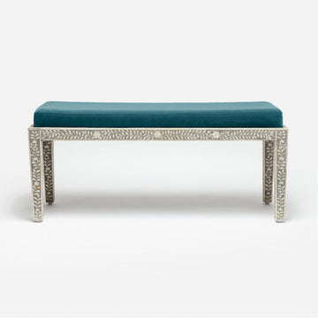 Made Goods Miranda Inlaid Bone Double Bench in Brenta Cotton/Jute