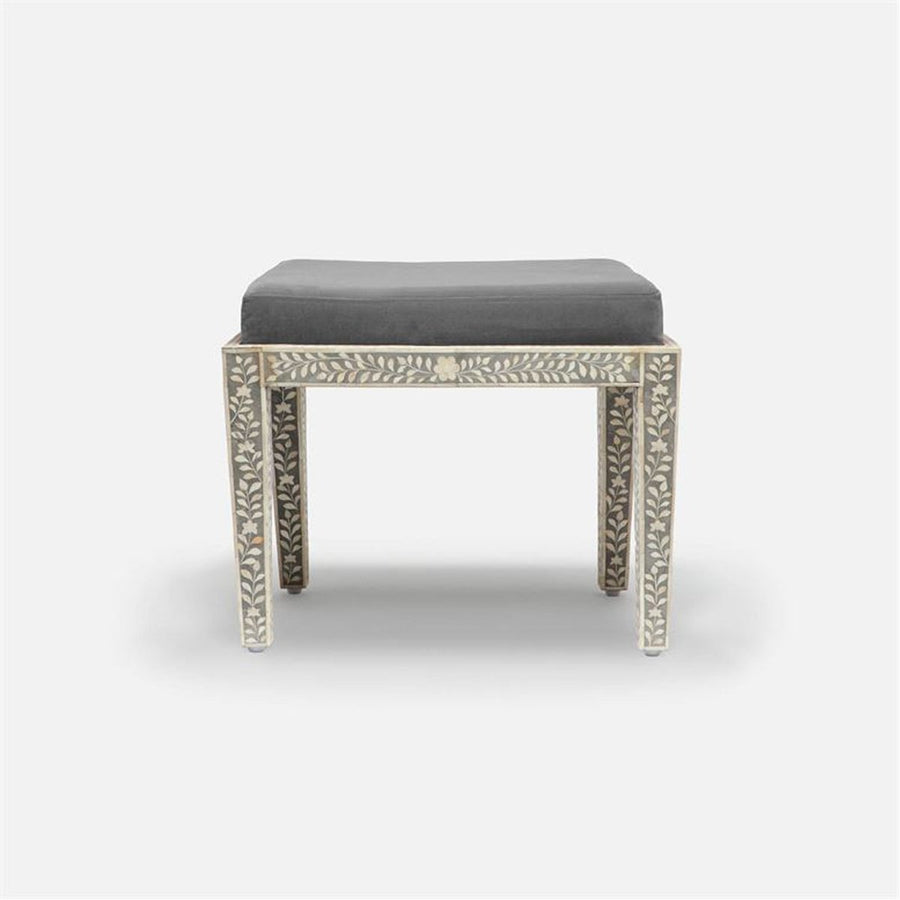 Made Goods Miranda Inlaid Bone Single Bench in Nile Fabric