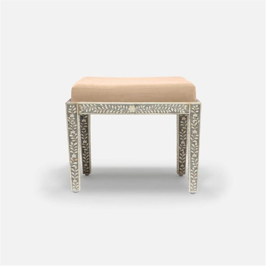 Made Goods Miranda Inlaid Bone Single Bench in Bassac Shagreen Leather