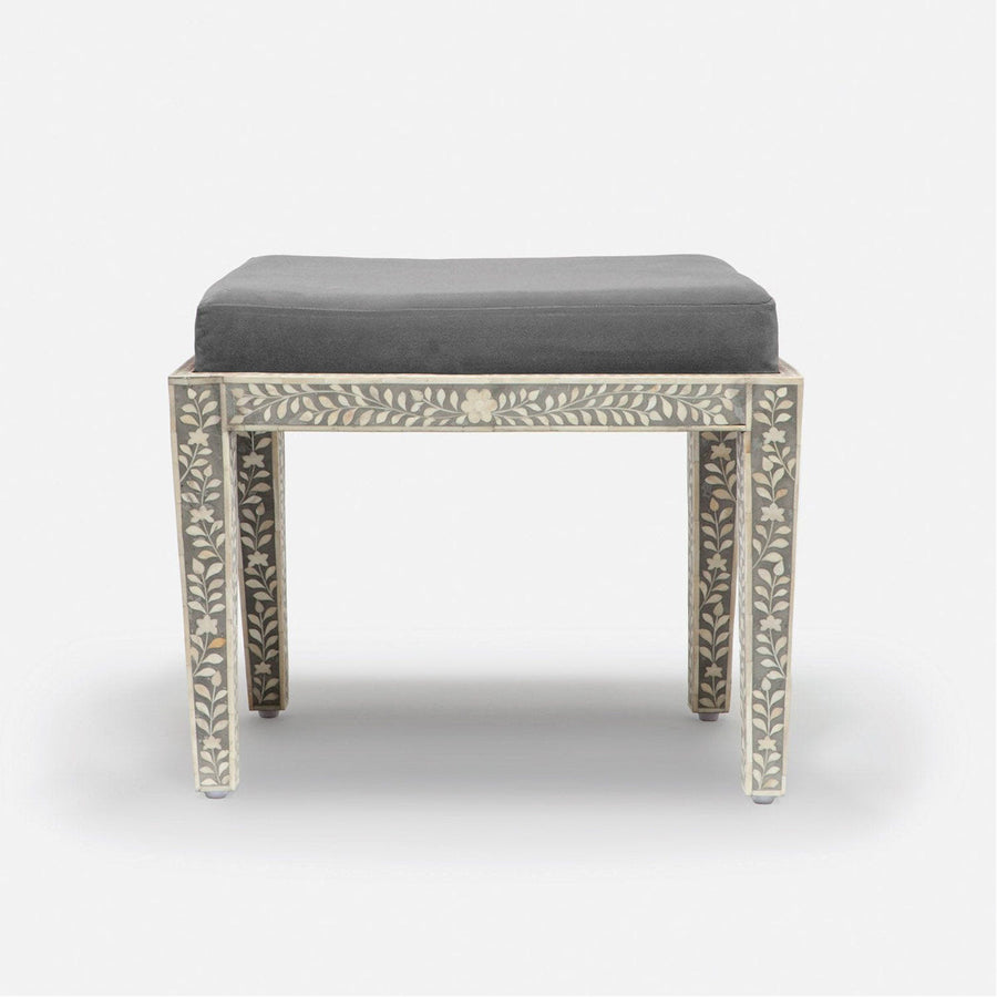 Made Goods Miranda Inlaid Bone Single Bench in Ettrick Cotton Jute