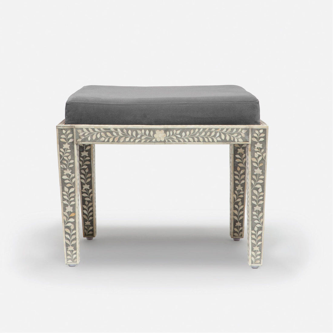 Made Goods Miranda Inlaid Bone Single Bench in Liard Cotton Velvet