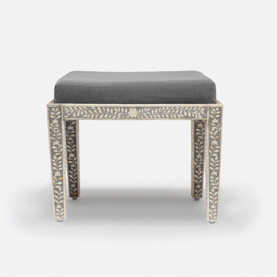 Made Goods Miranda Inlaid Bone Single Bench in Mondego Cotton Jute