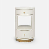 Made Goods Nerine Round Vintage Faux Shagreen Single Nightstand