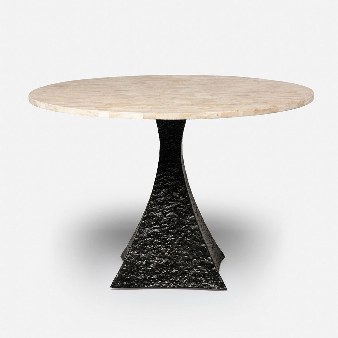 Made Goods Noor Round Metal Dining Table in Stone Top